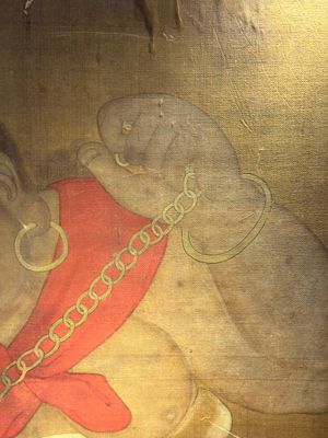 Chinese school: 'Deity and foo dog', ink and colour on silk, 16/17th C. — photo 3