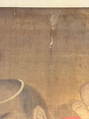 Chinese school: 'Deity and foo dog', ink and colour on silk, 16/17th C. — photo 4