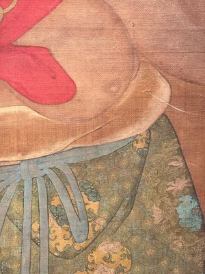 Chinese school: 'Deity and foo dog', ink and colour on silk, 16/17th C. — photo 7