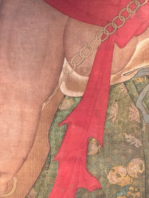 Chinese school: 'Deity and foo dog', ink and colour on silk, 16/17th C. — photo 8