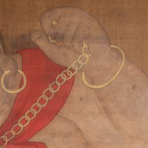 Chinese school: 'Deity and foo dog', ink and colour on silk, 16/17th C. — photo 3
