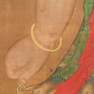 Chinese school: 'Deity and foo dog', ink and colour on silk, 16/17th C. — photo 4