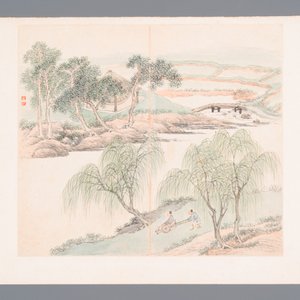 Chinese school: Dertien diverse werken, inkt en kleur op papier en zijde, gesigneerd Xiaocun 晓邨 en Futing 富廷, 19/20e eeuw — foto 4