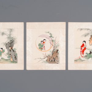 Chinese school: Dertien diverse werken, inkt en kleur op papier en zijde, gesigneerd Xiaocun 晓邨 en Futing 富廷, 19/20e eeuw — foto 6