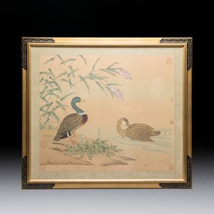 Chinese school: 'Ducks among Blossoms by the Water', ink and colour on silk, 20th C. — photo 1