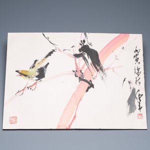 Chinese school: Een album met twaalf schilderingen met handtekeningen van beroemdheden, w.o. Zhao Shaoang 趙少昂, inkt en kleur op papier, gedateerd 1944 — foto 12