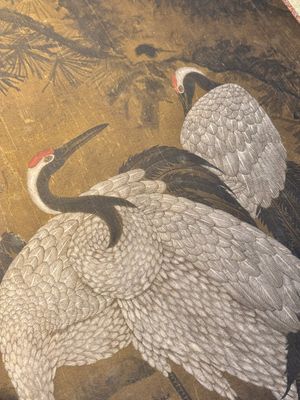 Chinese school: 'Eight cranes under a pine tree', ink and colour on silk, probably Qing — photo 6