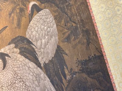 Chinese school: 'Eight cranes under a pine tree', ink and colour on silk, probably Qing — photo 9