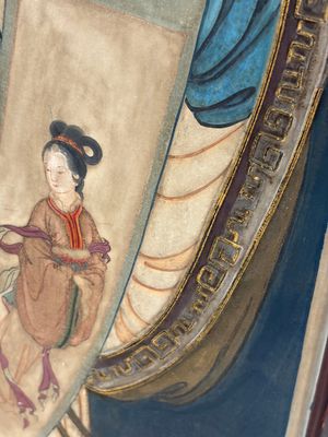Chinese school: 'Elegant Lady and Dignitary', mixed media on paper, 20th C. — photo 17