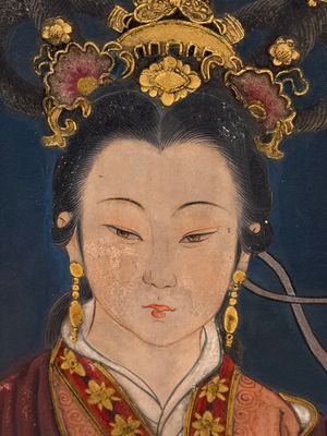Chinese school: 'Elegant Lady and Dignitary', mixed media on paper, 20th C. — photo 3
