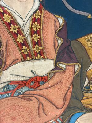 Chinese school: 'Elegant Lady and Dignitary', mixed media on paper, 20th C. — photo 6