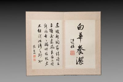 Chinese school: 'Flowers and calligraphies', writings with signatures of celebrities, ink and colour on paper