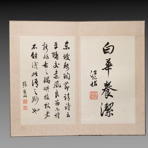 Chinese school: 'Flowers and calligraphies', writings with signatures of celebrities, ink and colour on paper — photo 1