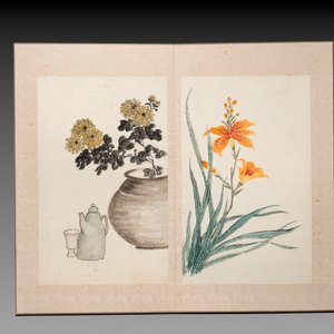 Chinese school: 'Flowers and calligraphies', writings with signatures of celebrities, ink and colour on paper — photo 14