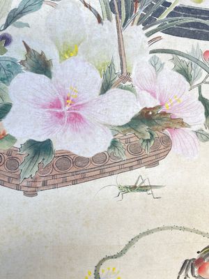 Chinese school: 'Flowers', ink and colour on paper, Cixi seal mark, 19th C. — foto 12