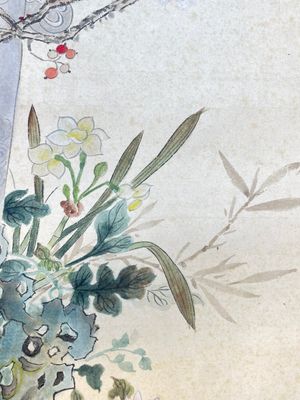 Chinese school: 'Flowers', ink and colour on paper, Cixi seal mark, 19th C. — foto 14
