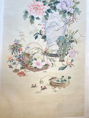 Chinese school: 'Flowers', ink and colour on paper, Cixi seal mark, 19th C. — foto 3
