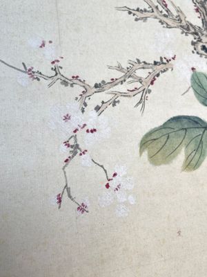 Chinese school: 'Flowers', ink and colour on paper, Cixi seal mark, 19th C. — foto 10