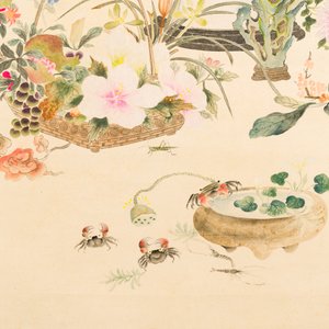 Chinese school: 'Flowers', ink and colour on paper, Cixi seal mark, 19th C. — foto 6