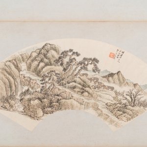 Chinese school: Four fan-shaped paintings, ink and colour on paper, signed Bosheng 博生, 19/20th C. — 照片 3