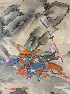 Chinese school: four 'Hunting Scene' paintings, ink and colour on paper, 19/20th C. — 照片 1