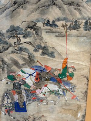 Chinese school: four 'Hunting Scene' paintings, ink and colour on paper, 19/20th C. — 照片 12