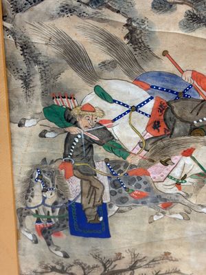Chinese school: four 'Hunting Scene' paintings, ink and colour on paper, 19/20th C. — 照片 14