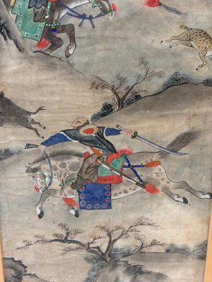 Chinese school: four 'Hunting Scene' paintings, ink and colour on paper, 19/20th C. — 照片 4