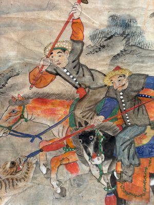 Chinese school: four 'Hunting Scene' paintings, ink and colour on paper, 19/20th C. — 照片 7