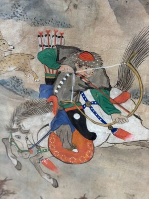 Chinese school: four 'Hunting Scene' paintings, ink and colour on paper, 19/20th C. — 照片 9