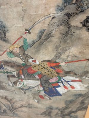 Chinese school: four 'Hunting Scene' paintings, ink and colour on paper, 19/20th C. — 照片 10