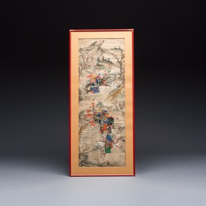Chinese school: four 'Hunting Scene' paintings, ink and colour on paper, 19/20th C. — 照片 4