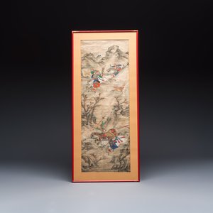 Chinese school: four 'Hunting Scene' paintings, ink and colour on paper, 19/20th C. — 照片 8