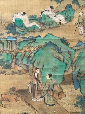 Chinese school: 'Gathering by the mountain', ink and colour on silk, 18/19th C. — 照片 2