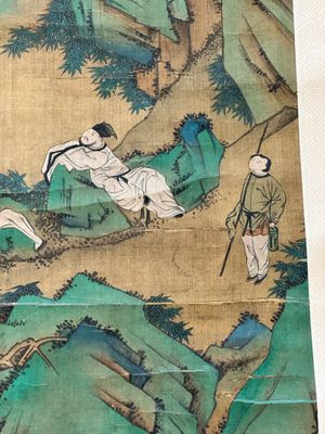 Chinese school: 'Gathering by the mountain', ink and colour on silk, 18/19th C. — 照片 3