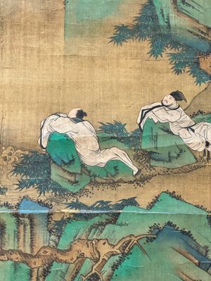 Chinese school: 'Gathering by the mountain', ink and colour on silk, 18/19th C. — 照片 4