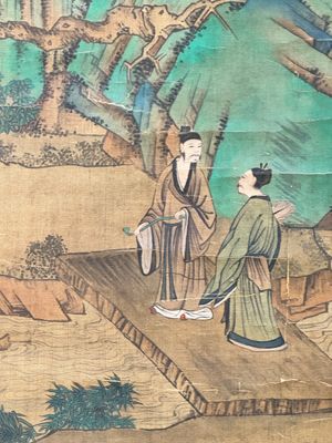 Chinese school: 'Gathering by the mountain', ink and colour on silk, 18/19th C. — 照片 5