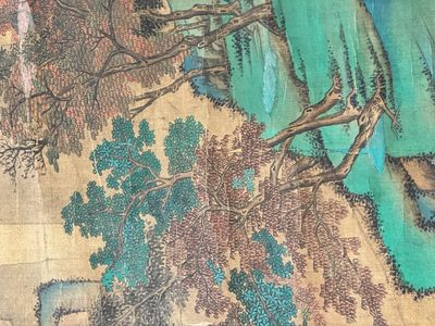 Chinese school: 'Gathering by the mountain', ink and colour on silk, 18/19th C. — 照片 8