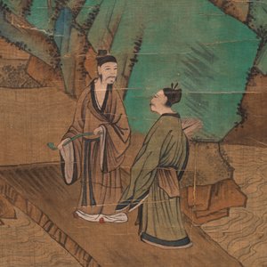 Chinese school: 'Gathering by the mountain', ink and colour on silk, 18/19th C. — 照片 3