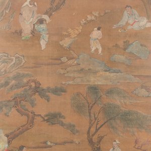 Chinese school: 'Gathering of the sages in four landscapes representing the four seasons', ink and colour on silk, 18th C. — 照片 1