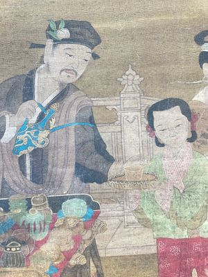 Chinese school: 'Gathering under the pine', ink and colour on silk, 18/19th C. — photo 6