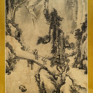 Chinese school, gesign. Chen Shizeng (Chen Hengke)(1876-1923), inkt op papier: 'Berglandschap naar Shen Zhou' — foto 5