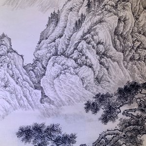 Chinese school, gesign. Wu Hufan (1894-1968), inkt op papier: 'Berglandschap' — foto 12
