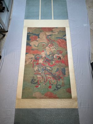 Chinese school: 'Great Heavenly King', ink and colour on silk, Ming or later — 照片 1