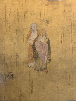 Chinese school: 'Immortals and monks', ink and colour on silk, Qing or later — photo 4