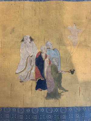 Chinese school: 'Immortals and monks', ink and colour on silk, Qing or later — photo 7
