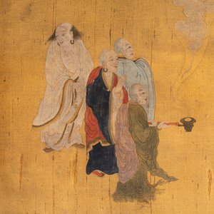 Chinese school: 'Immortals and monks', ink and colour on silk, Qing or later — photo 4