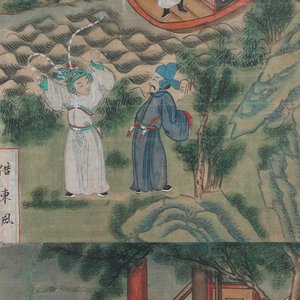 Chinese school, ink and color on canvas: 'Four narrative scenes', 19th C. — photo 2