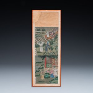 Chinese school, ink and color on canvas: 'Four narrative scenes', 19th C. — photo 3