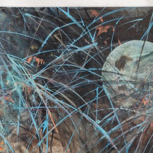 Chinese school, ink and color on paper: 'Crouching tiger', 20th C. — photo 3